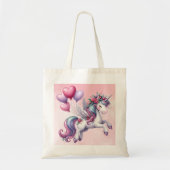 Pastelroze grillige eenhoorn tote bag (Voorkant)