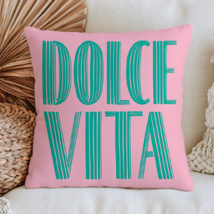 Pastelroze & Groen Dolce Vita Italiaanse Stijl Kussen