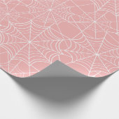 pastelroze halloween spinrag cadeaupapier (Hoek)