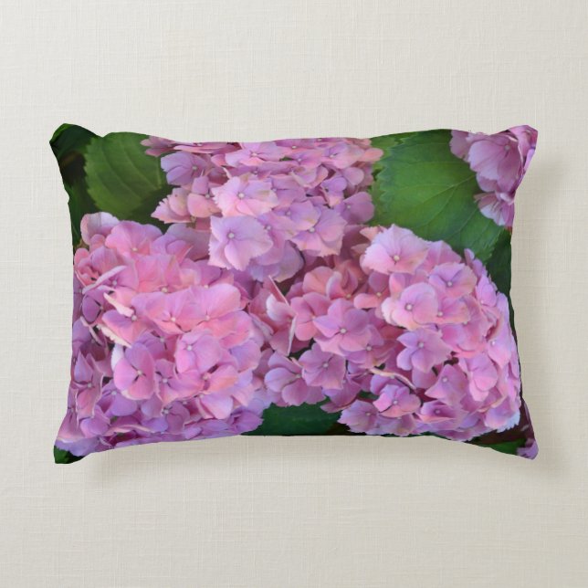 Pastelroze Hortensia hydrangea bloemen Accent Kussen (Voorkant)