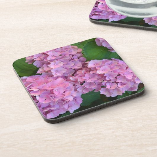 Pastelroze Hortensia hydrangea bloemen Bier Onderzetter (Linkerzijde)