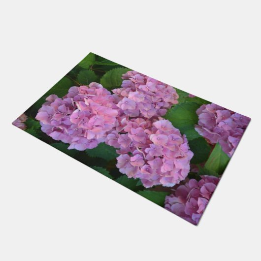 Pastelroze Hortensia hydrangea bloemen Deurmat (Schuin)