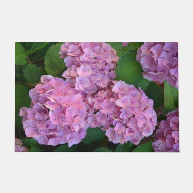 Pastelroze Hortensia hydrangea bloemen Deurmat (Voorkant)