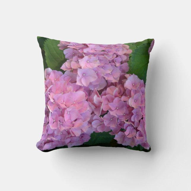 Pastelroze Hortensia hydrangea bloemen Kussen (Voorkant)