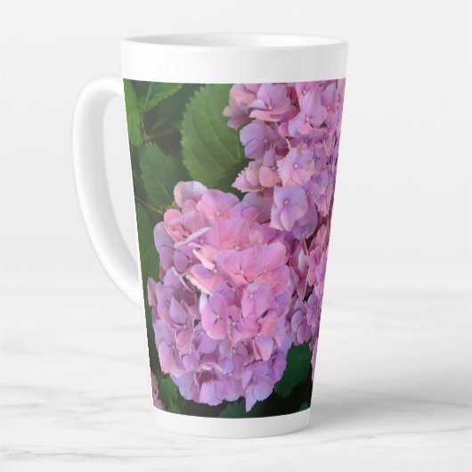 Pastelroze Hortensia hydrangea bloemen Latte Mok (Linkerhoek)