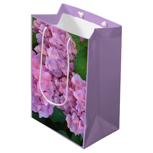 Pastelroze Hortensia hydrangea bloemen Medium Cadeauzakje (Voorkant Gekanteld)