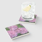 Pastelroze Hortensia hydrangea bloemen Stenen Onderzetter (Zijkant)