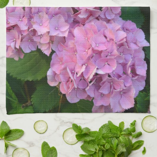 Pastelroze Hortensia hydrangea bloemen Theedoek (Gevouwen)