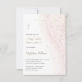 pastelroze inkt en FAUX glitter | Eerste communie Kaart (Voorkant)