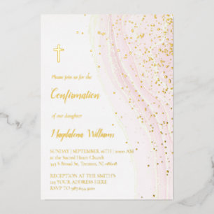 pastelroze inkt en NEP glitters Bevestiging Folie Uitnodiging