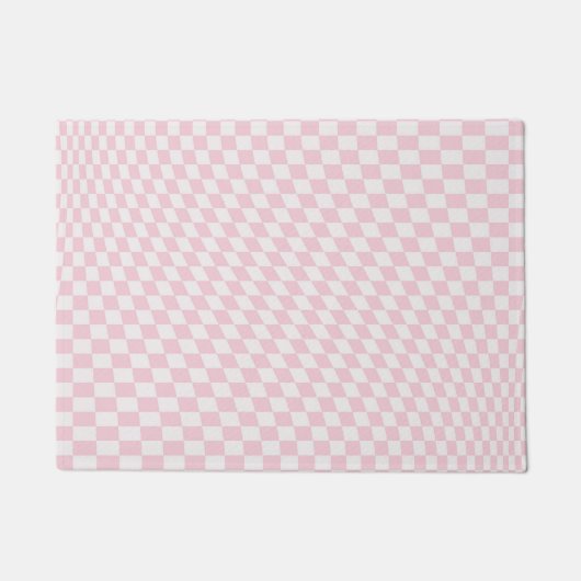 Pastelroze kartonnen patroon met witte kassa deurmat (Voorkant)