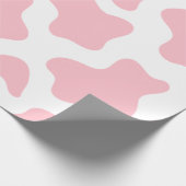 pastelroze koe print kawaii cadeaupapier (Hoek)