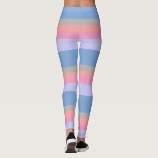 pastelroze koraal grijs blauw paars kleurenblok leggings (Achterkant)