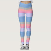 pastelroze koraal grijs blauw paars kleurenblok leggings (Voorkant)