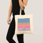 pastelroze koraal grijs blauw paars kleurenblok tote bag (Voorkant (product))