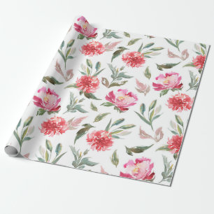 Pastelroze lente bloemenpatroon cadeaupapier