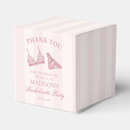 Pastelroze lingerie vrijgezellenfeest dessert bedankdoosjes (Achterkant)