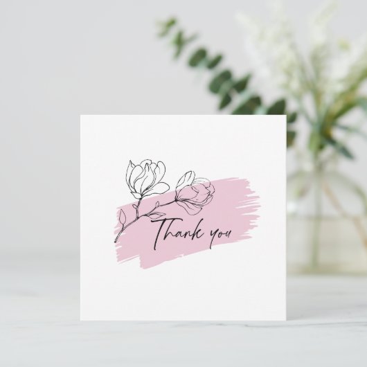 Pastelroze Magnolia Flat Bedankkaart (Staand voorkant)