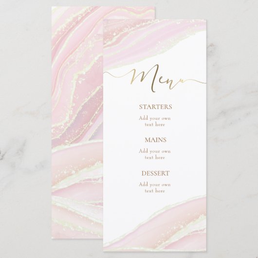 pastelroze marmeren Menu (Voorkant / Achterkant)