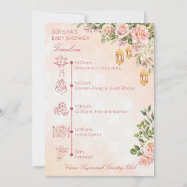 Pastelroze Marokkaanse lantaarns babyshower tijdli Kaart