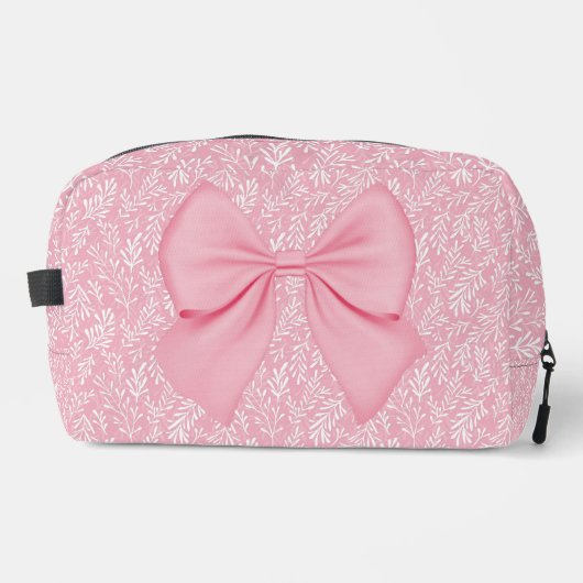 PASTELROZE MET KLEINE WITTE BLADEREN & ROZE BOOG TOILETTASJE (Voorkant)