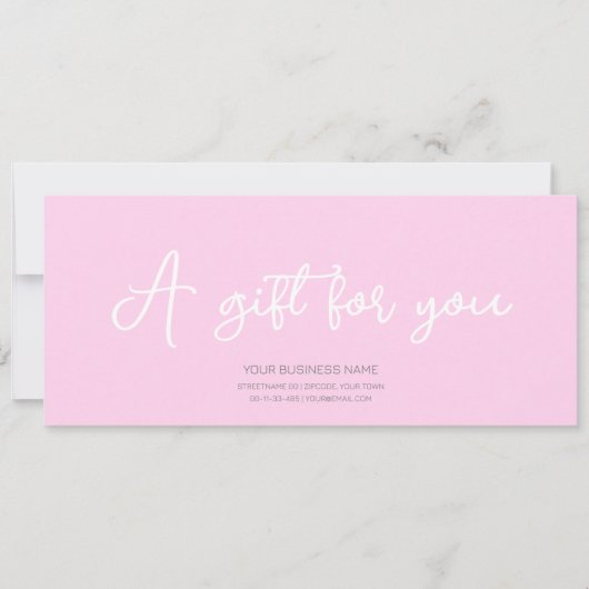 Pastelroze met logo vrouwelijk cadeaubon (Voorkant)