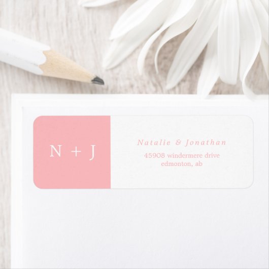 pastelroze minimalistische bruidegom - initialen etiket (Insitu)