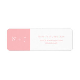 pastelroze minimalistische bruidegom - initialen etiket