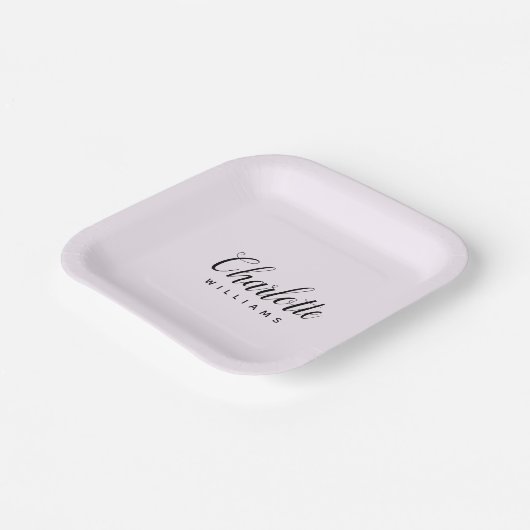 Pastelroze monogram papier Bord (Gebogen)