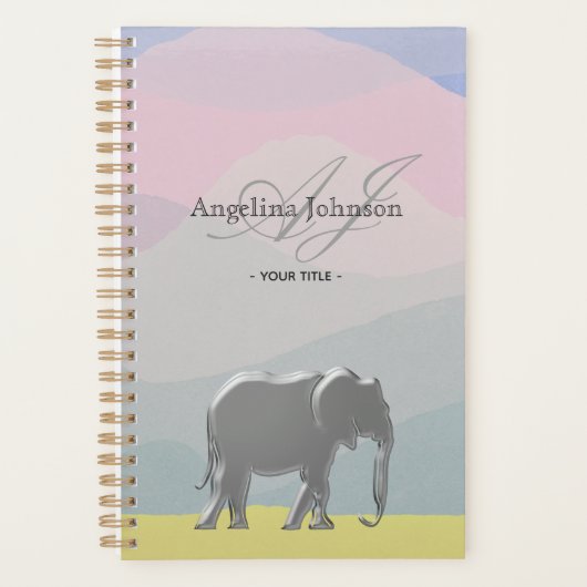 Pastelroze monogram planner (Voorkant)