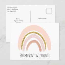 Pastelroze & Nepglitter Boho Regenboog Beterschap Briefkaart