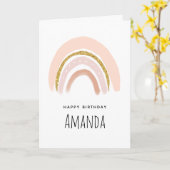 Pastelroze & Nepglitter Boho Regenboog Kaart (Gele Bloem)
