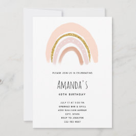 Pastelroze & Nepglitter Boho Regenboog Verjaardag Kaart