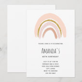 Pastelroze & Nepglitter Boho Regenboog Verjaardag Kaart (Voorkant / Achterkant)