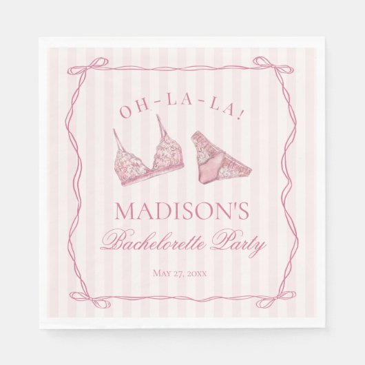 Pastelroze Ondergoed Douche Meidenavond Feest Servet (Voorkant)
