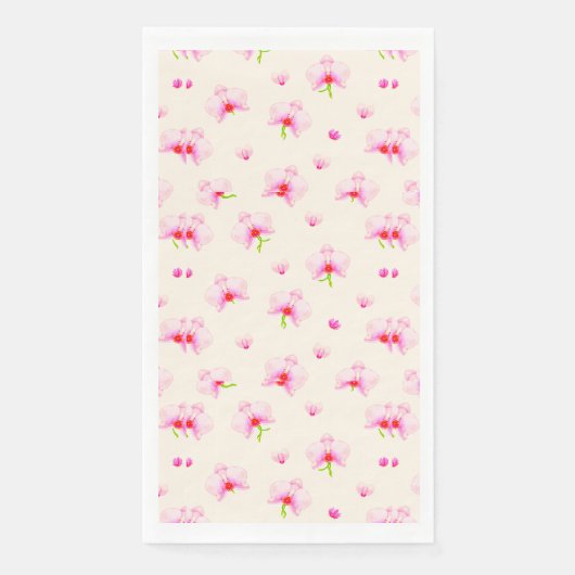 Pastelroze orchideeën servet (Voorkant)