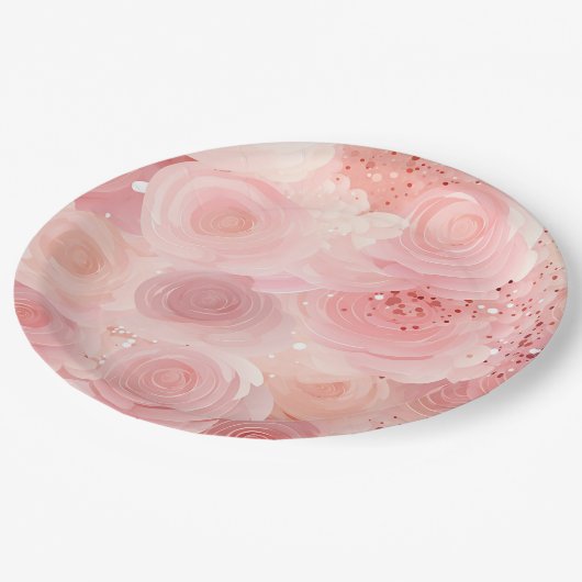 Pastelroze papieren borden papieren bordje (Gekanteld)