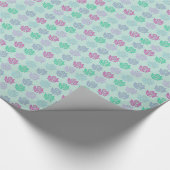 Pastelroze patroon blauw cadeaupapier (Hoek)