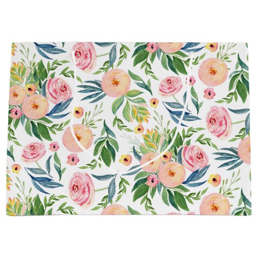 Pastelroze pinda's met een maasbloem groot cadeauzakje (Voorkant)