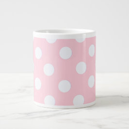 Pastelroze  polka stippen   grote koffiekop