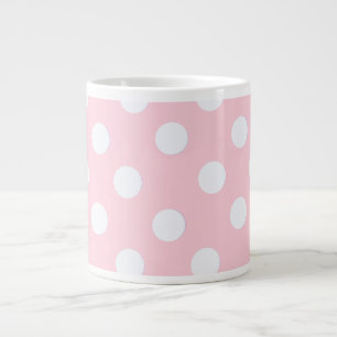 Pastelroze  polka stippen   grote koffiekop