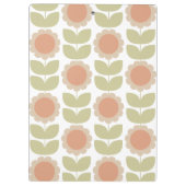 Pastelroze Retro Bloemmotief uit het Midden van de Klembord (Achterkant)