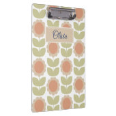Pastelroze Retro Bloemmotief uit het Midden van de Klembord (Rechts)