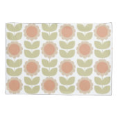 Pastelroze Retro Bloemmotief uit het Midden van de Kussensloop (Achterkant-Links)