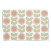 Pastelroze Retro Bloemmotief uit het Midden van de Kussensloop (Voorkant-Links)