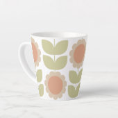 Pastelroze Retro Bloemmotief uit het Midden van de Latte Mok (Linkerhoek)
