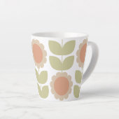 Pastelroze Retro Bloemmotief uit het Midden van de Latte Mok (Rechterhoek)