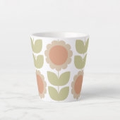 Pastelroze Retro Bloemmotief uit het Midden van de Latte Mok (Voorkant)