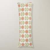 Pastelroze Retro Bloemmotief uit het Midden van de Lichaamskussen (Voorkant Verticaal)