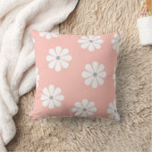 Pastelroze Retro Witte Madeliefjes Bloemen Kussen (Deken)